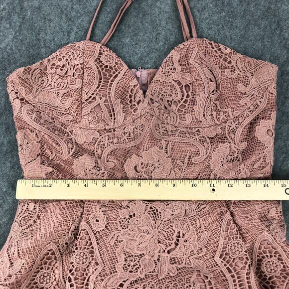 Two Sisters Dress Size 8 Blush Pink Floral Lace Overlay High-Low Sweetheart Neck - Picture 12 of 16